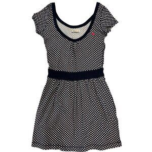 Abercrombie & Fitch Navy Polka Dot Smocked Waist Cotton Mini Dress Summer Size M